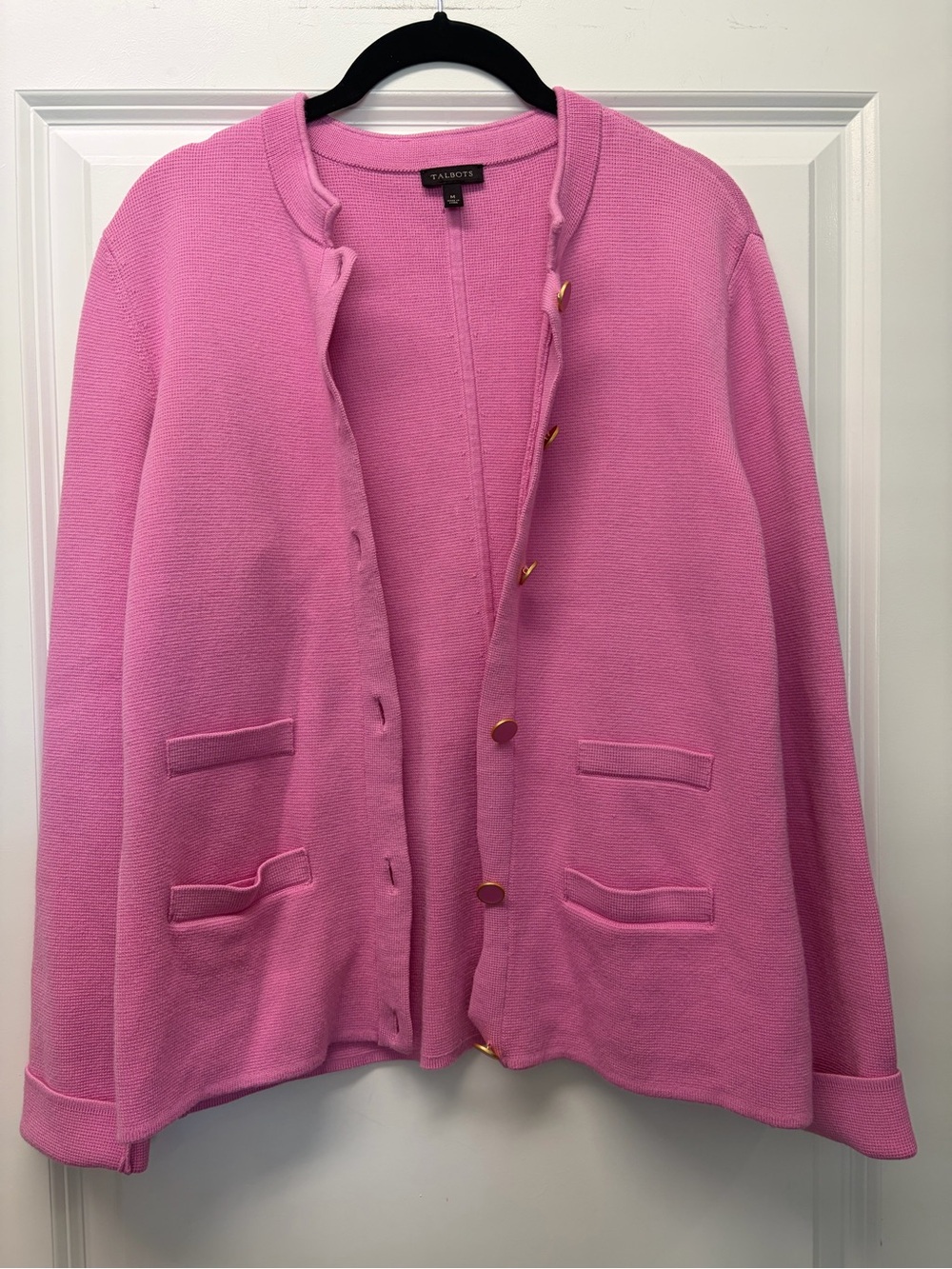 Talbots Bright Pink Knit Button-Front Cardigan Medium